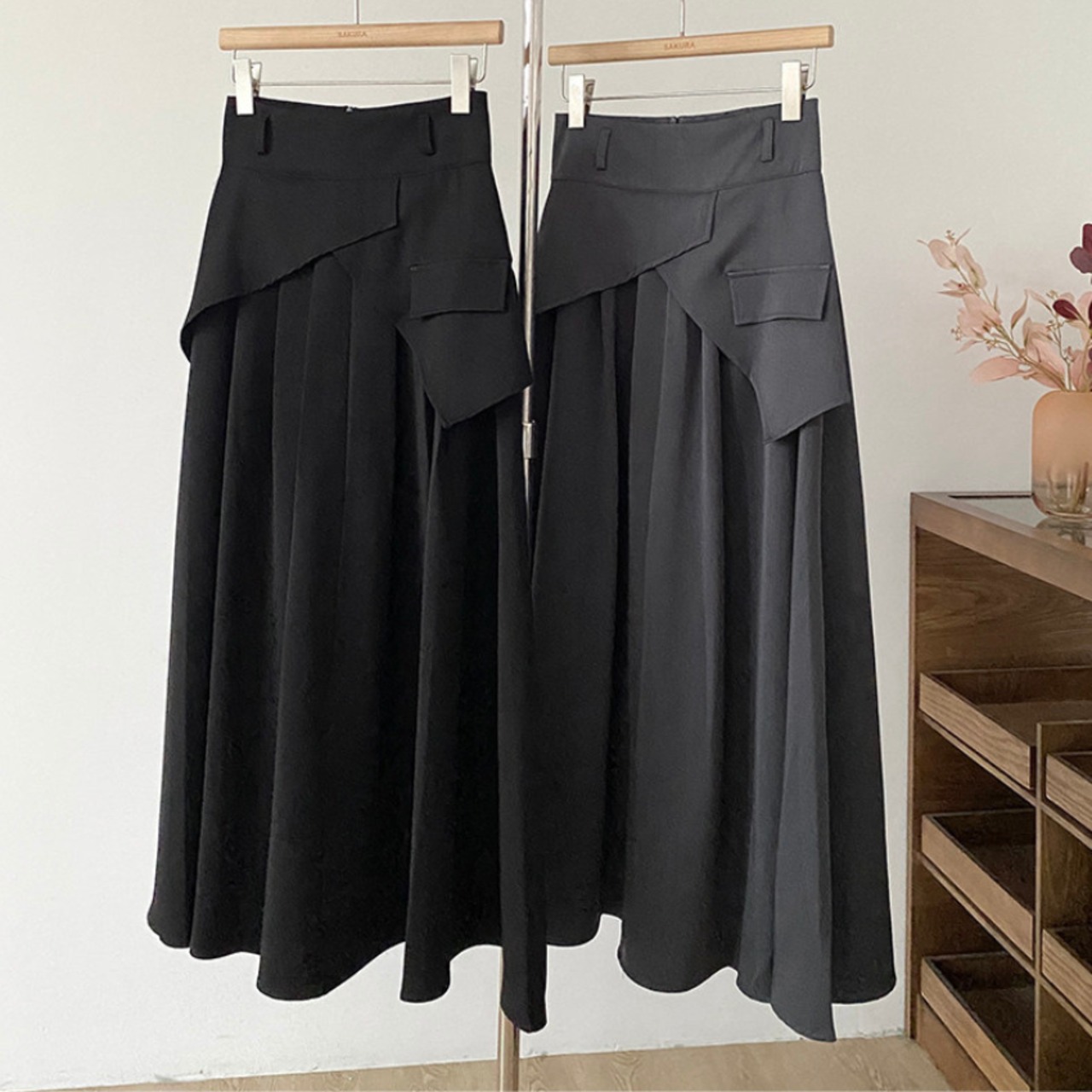 wrap asymmetrical long skirt　J00423