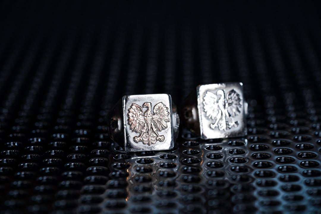 R-092 Rectangle signet ring flower (SV Poland Eagle) | WAKAN