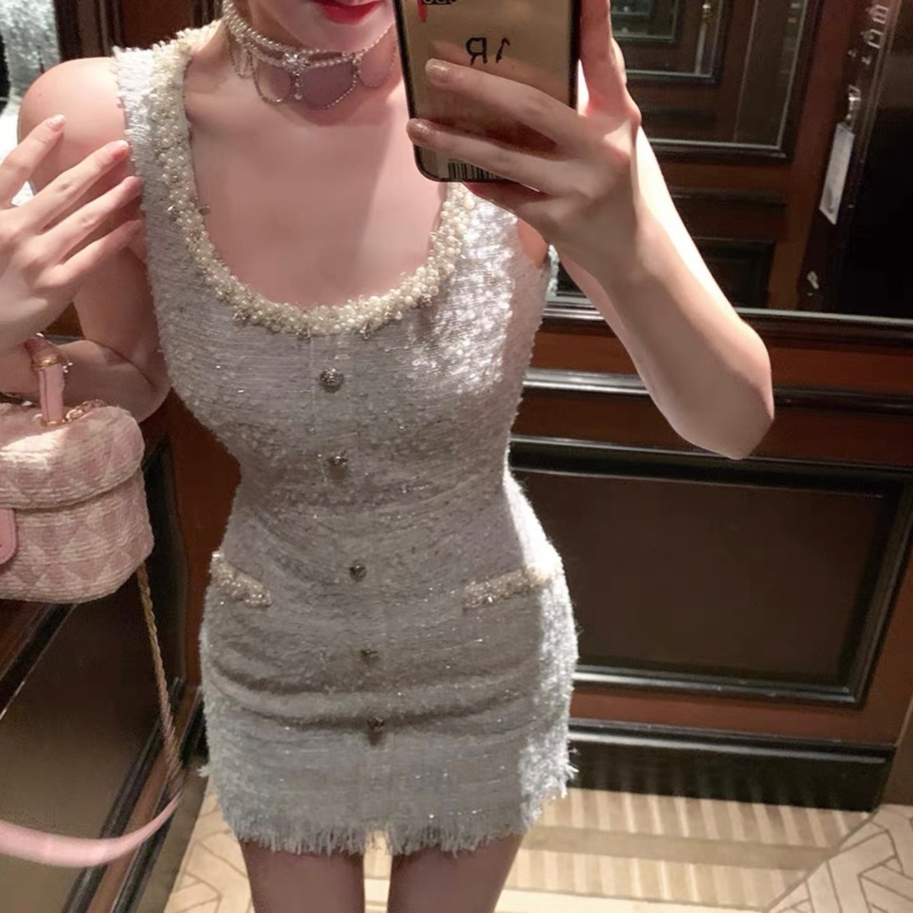 Diamond Chain Waist Strap Dress