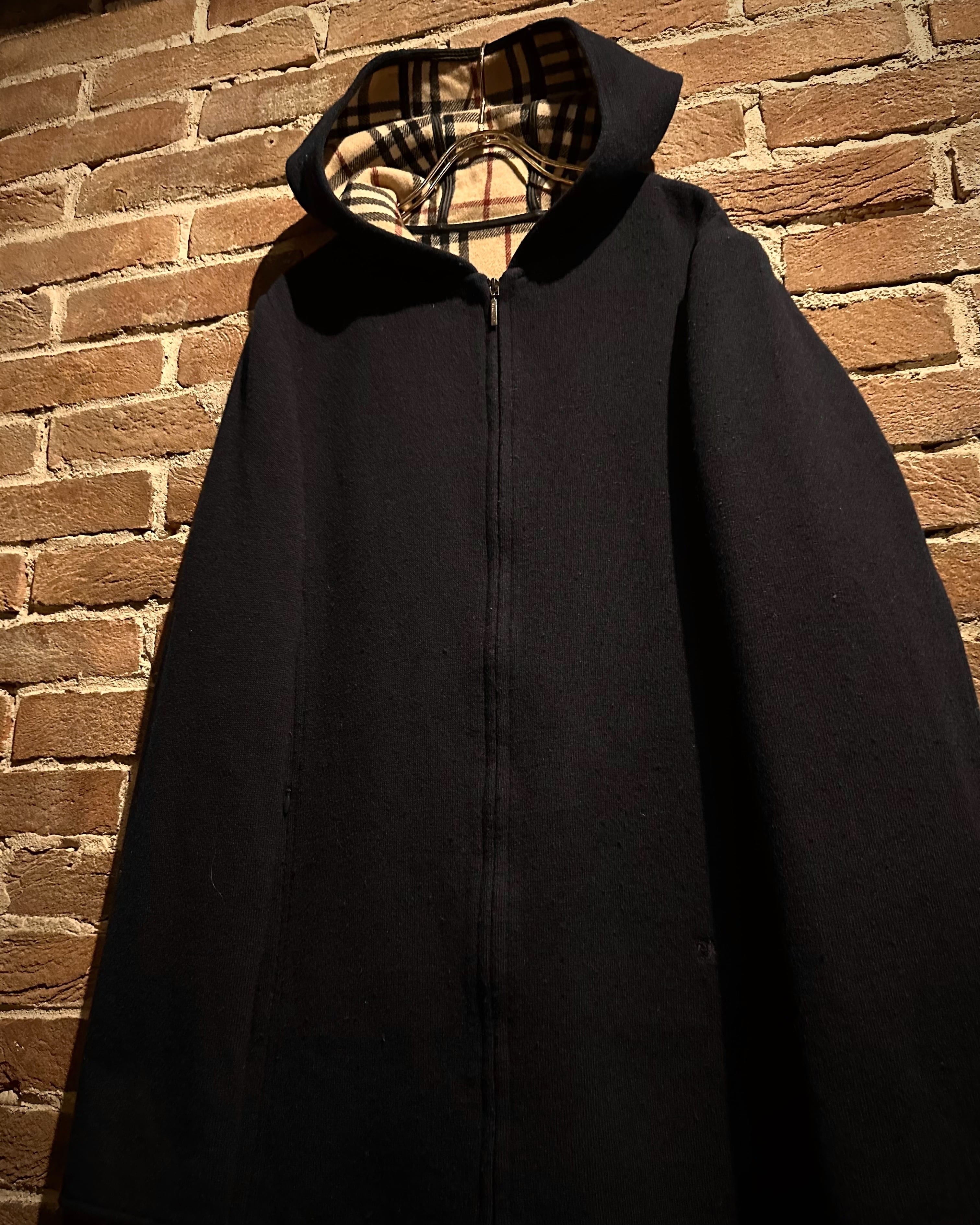 Caka act3】“BURBERRY LONDON” Nova Check Lining Zip Up Hooded Wool