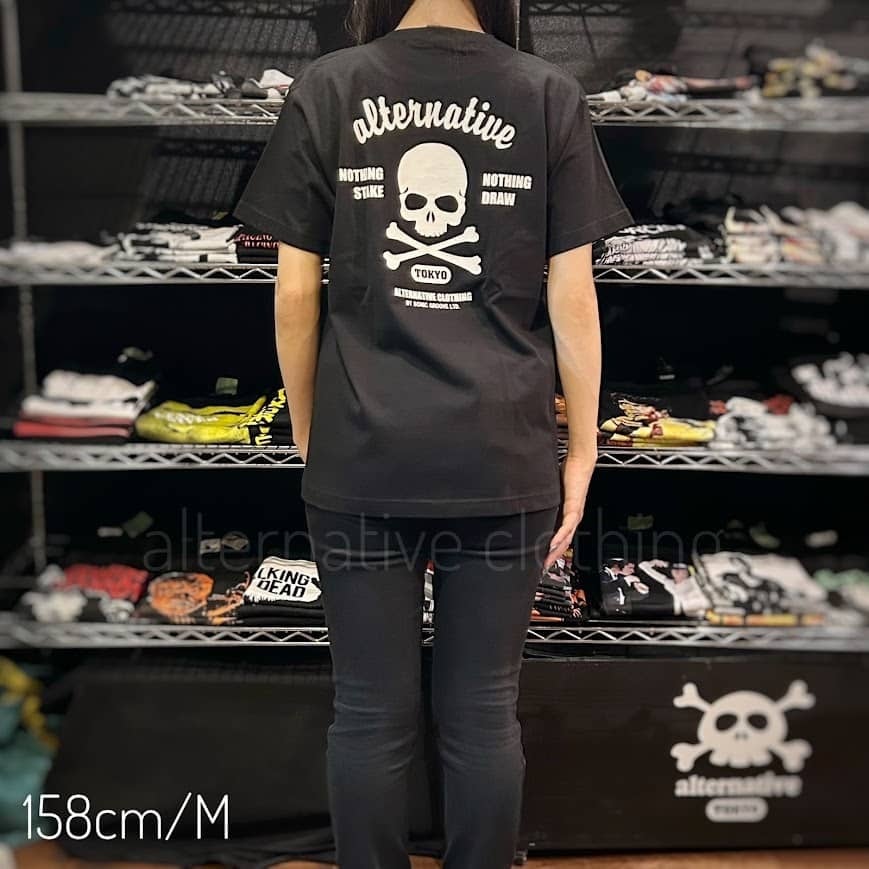 スカル＆クロスボーン Tシャツ NOTHING STAKE NOTHING DRAW ブラック
