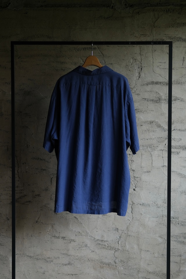OK/90's "Polo by Ralph Lauren" CURHAM linen cotton open collar shirt/navy