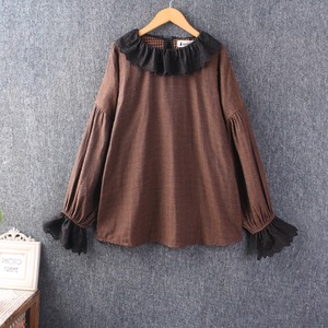 3色／縁レースギャザートップス ・8943