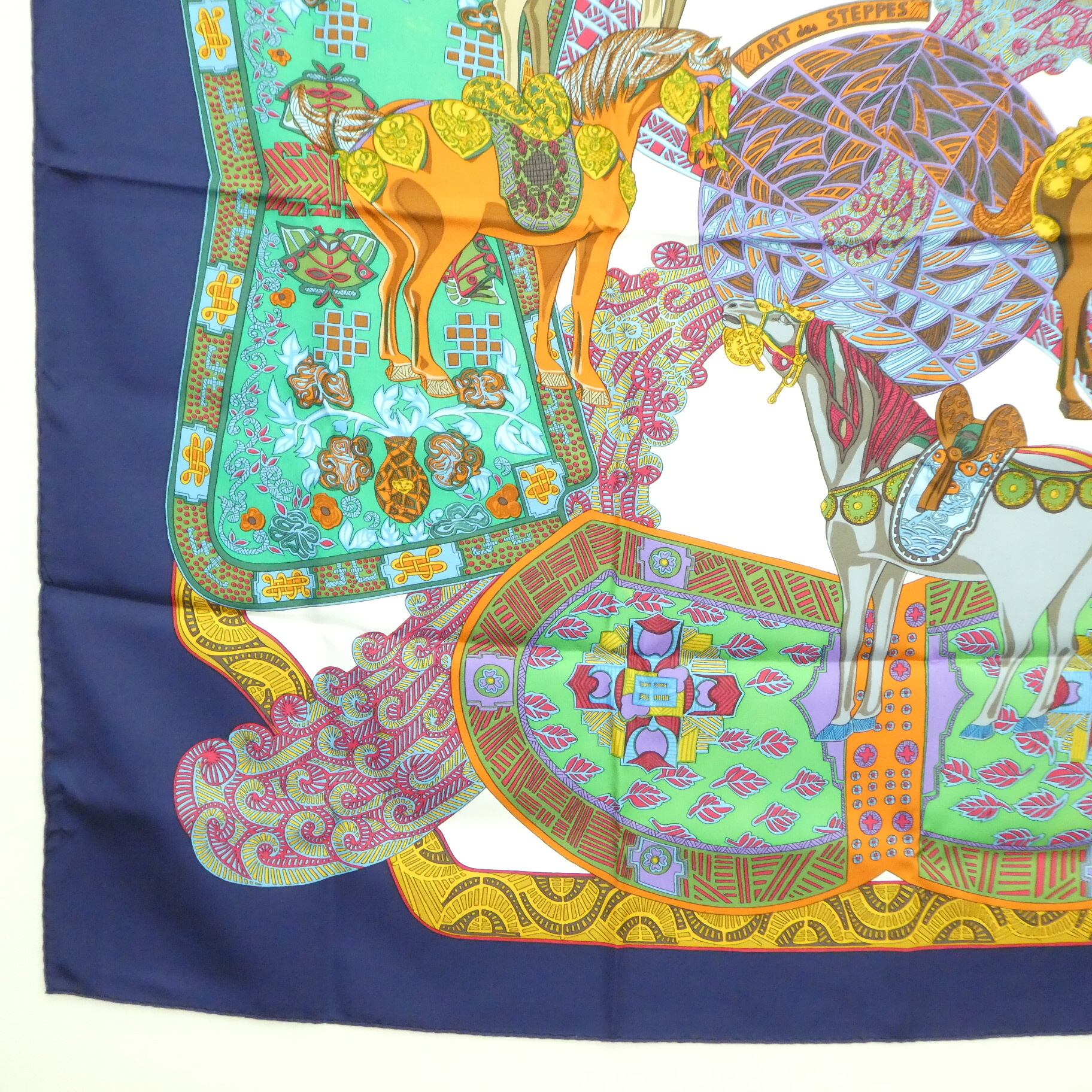 USED】HERMES エルメス カレ90 シルクスカーフ ステップ美術 ART des