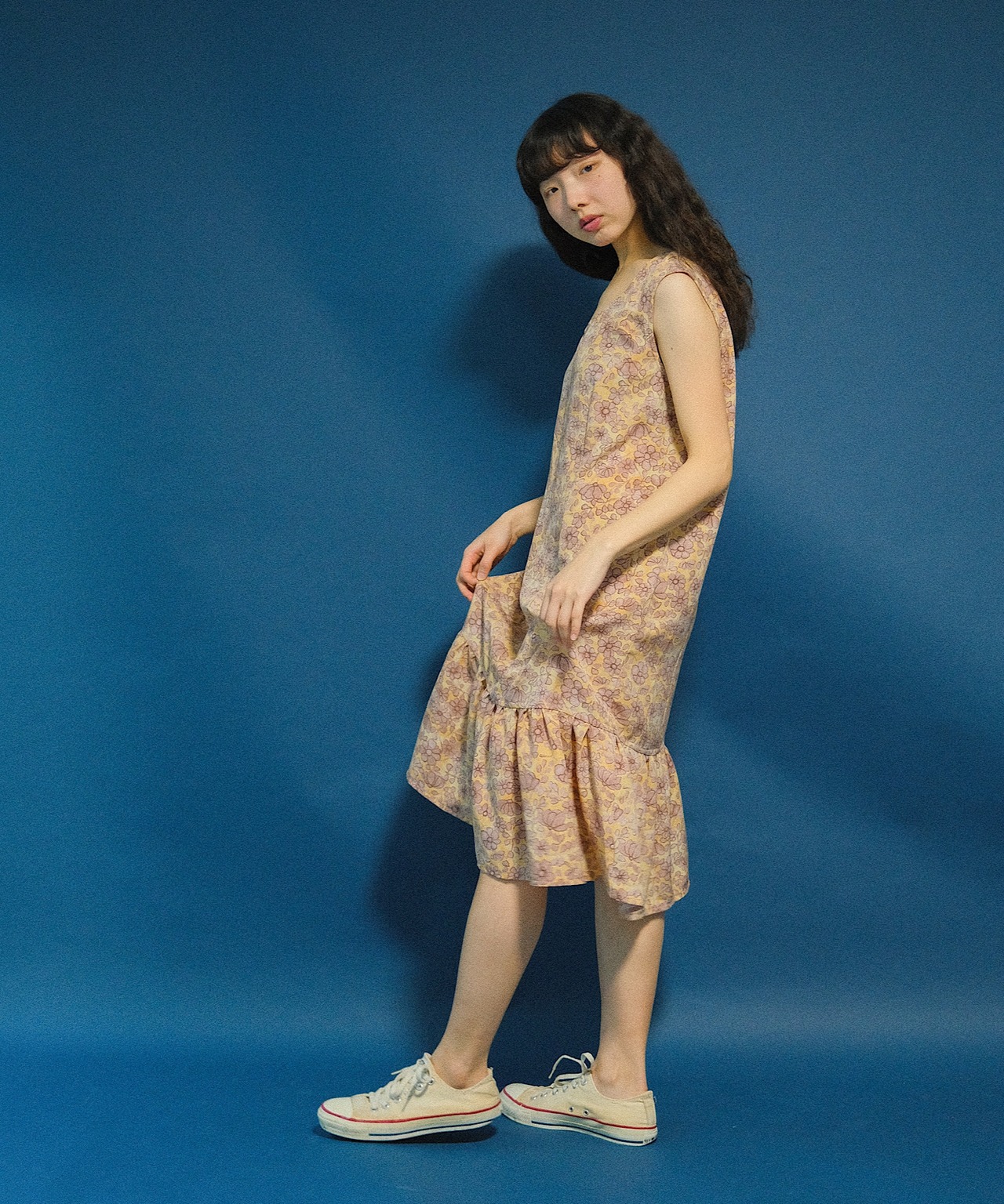 【送料無料】Flower vneck dress