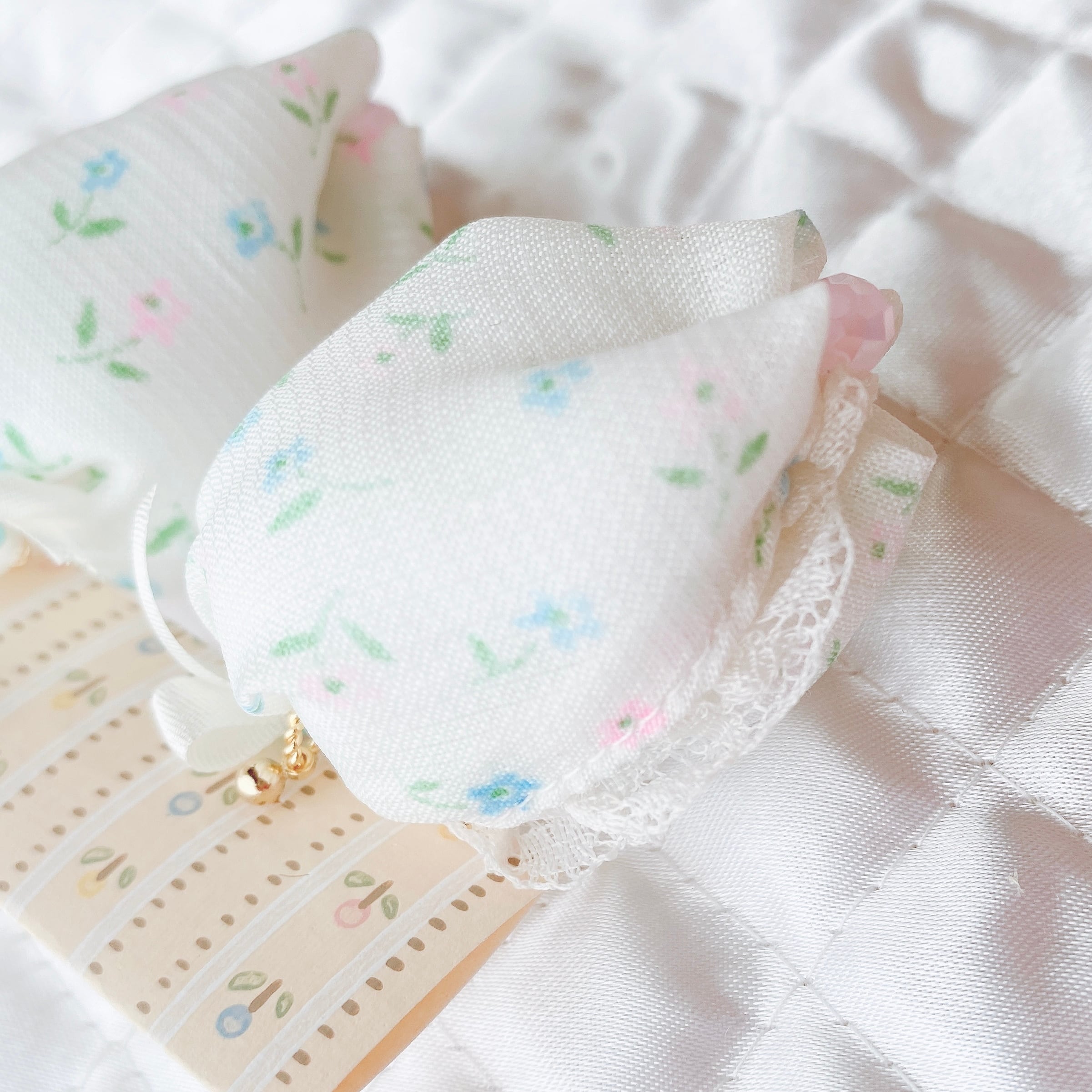 Vintage baby fabric x Tulip 耳飾り(A)♡イヤリング・ピアス