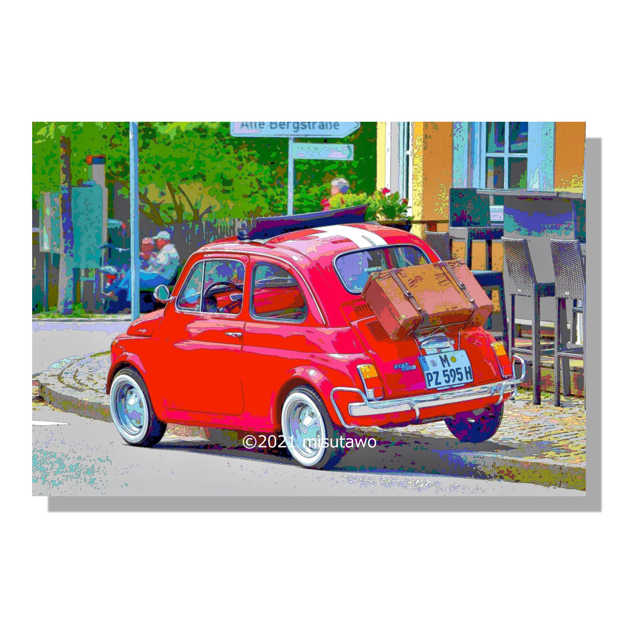 原画　GOGOGO！チンクェチェント　Cinquecento アートポスター】FIAT500（チンクエチェント）と行く旅（作品No.131
