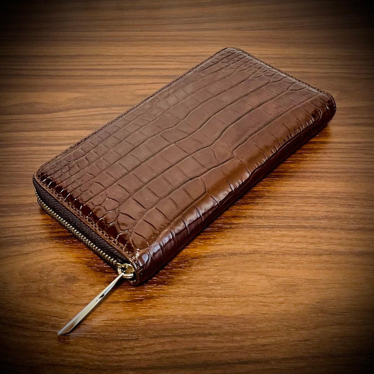 高級 クロコダイル センターカット 長財布 ワニ革 ギャルソン 本物証明  