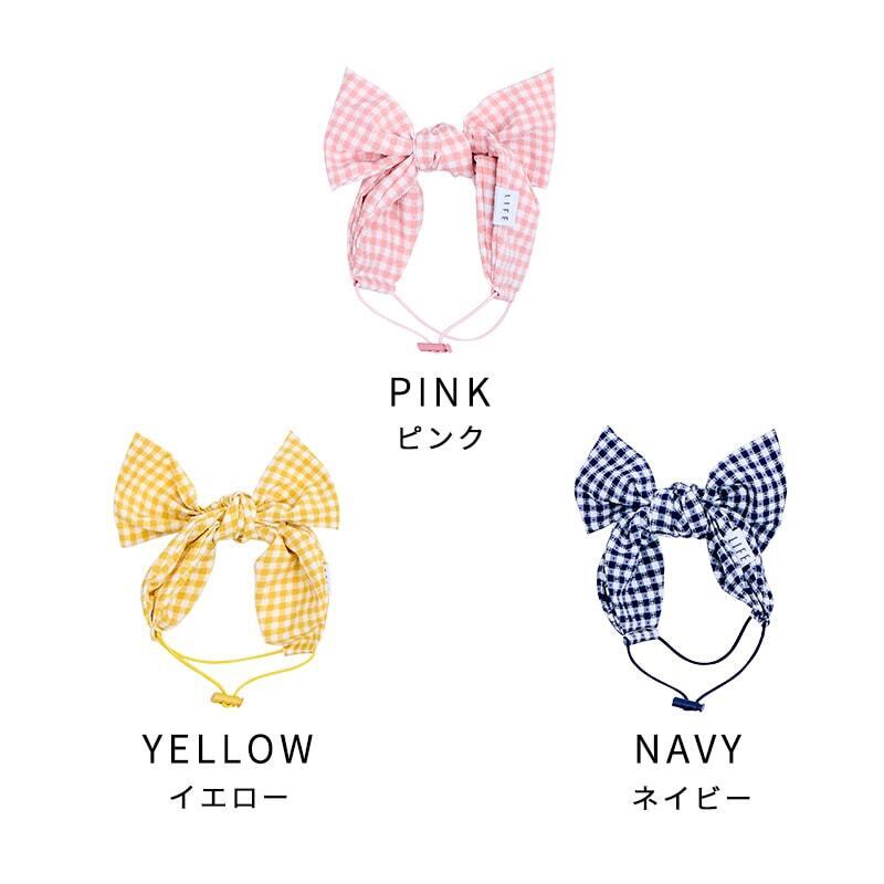 犬用ヘアバンド　ギンガムチェックヘアバンド