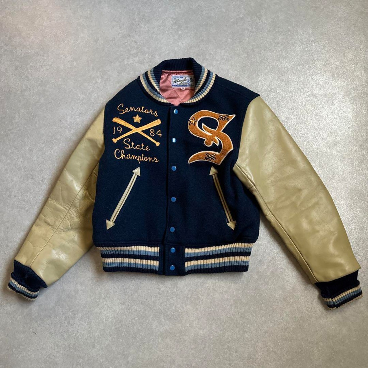 極美WHITESVILLE ホワイツビル 袖革スタジャン 気取ろ サイズ38 東洋 