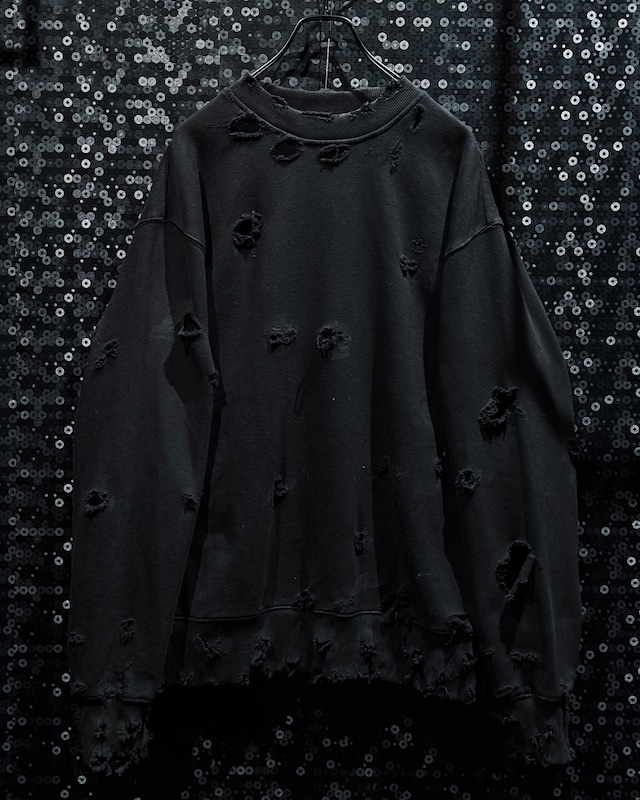 【ÆIEM】original“boro”re:make adidas Trefoil Blackout Damage Sweat