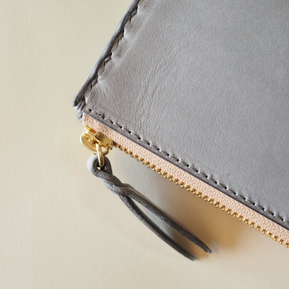 L字ファスナーの長財布 / グレー | 皮美輝や