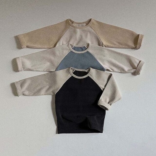 ベビー 秋新作 丸襟 長袖Ｔシャツ 全３色