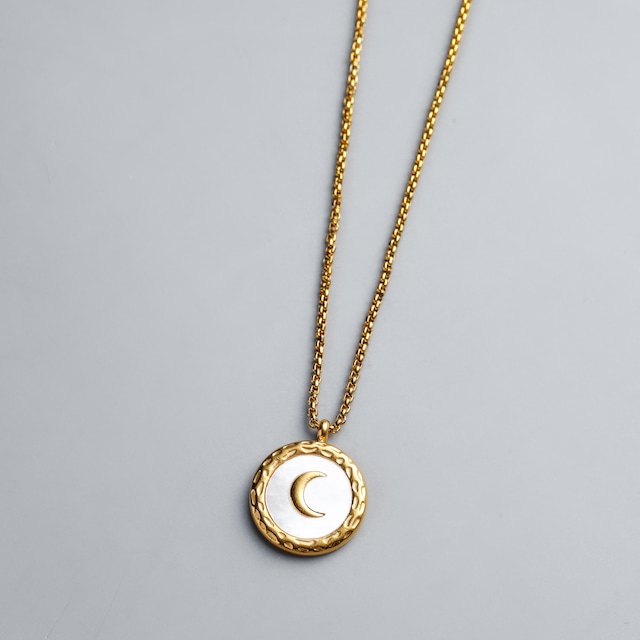 316L round moon necklace  #n61　☆