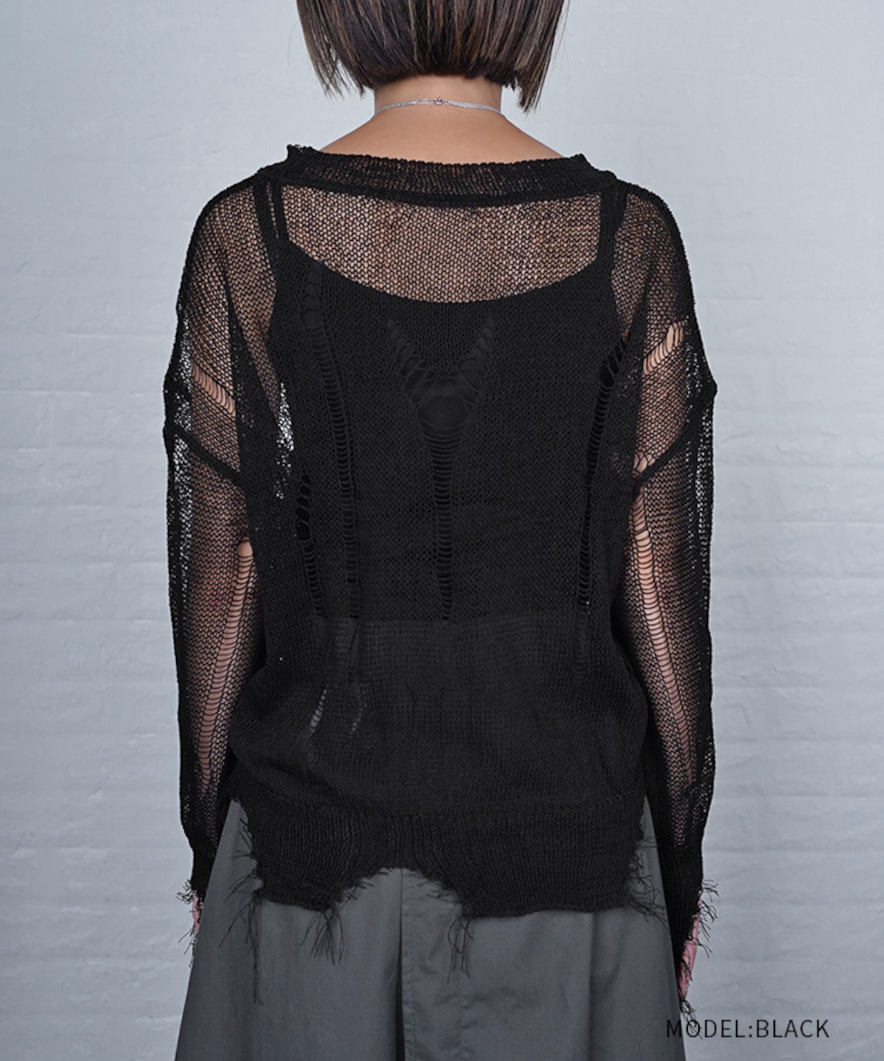 【直営限定ITEM】ローゲージダメージニット (BLACK) CQ-49013H