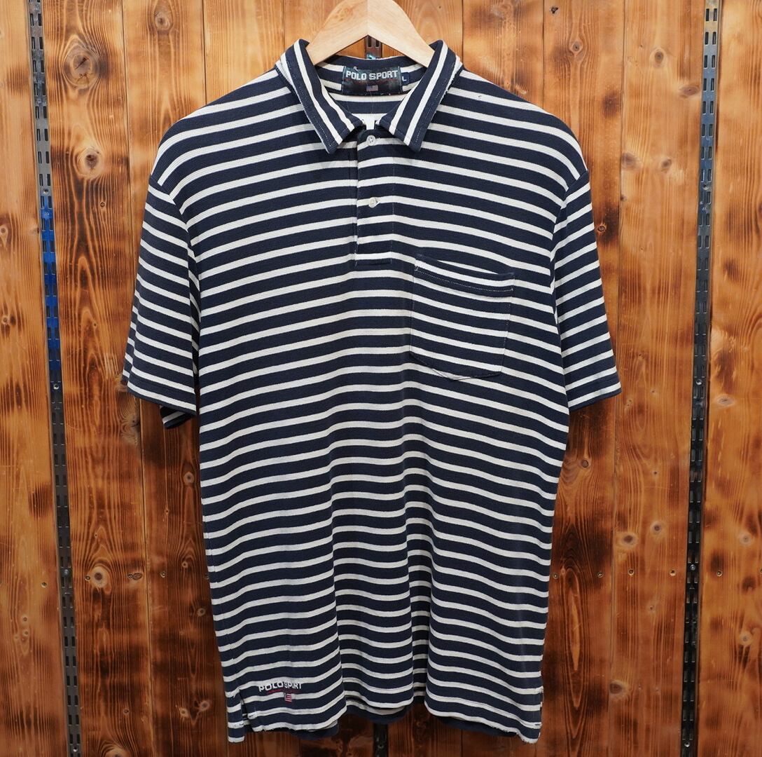 90s polosport ralphlauren ボーダー ポロシャツ L/ポロスポーツ ラルフローレン