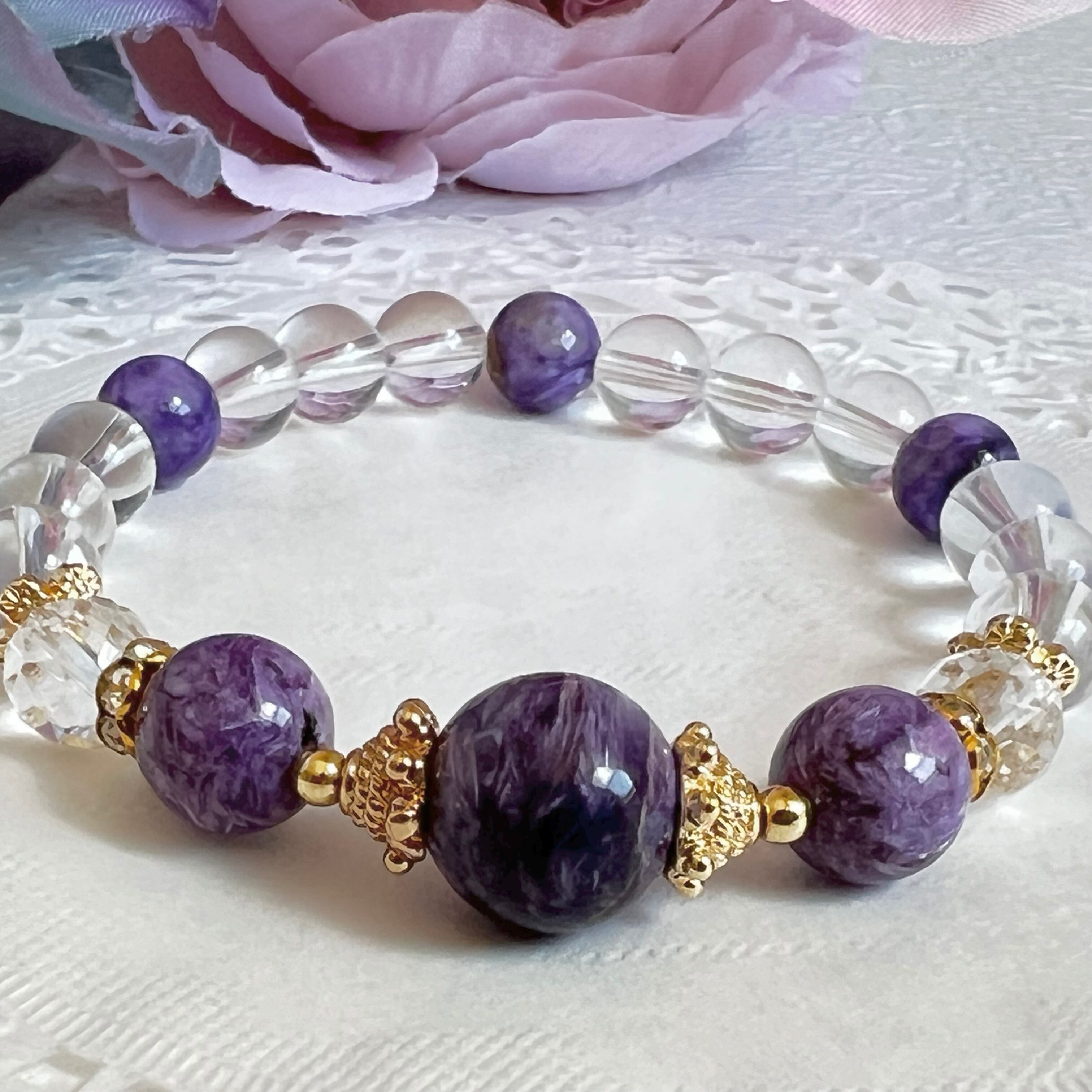 【精神的な癒し チャロアイト シンプル デザインブレスレット】❤︎送料無料❤︎天然石 パワーストーン