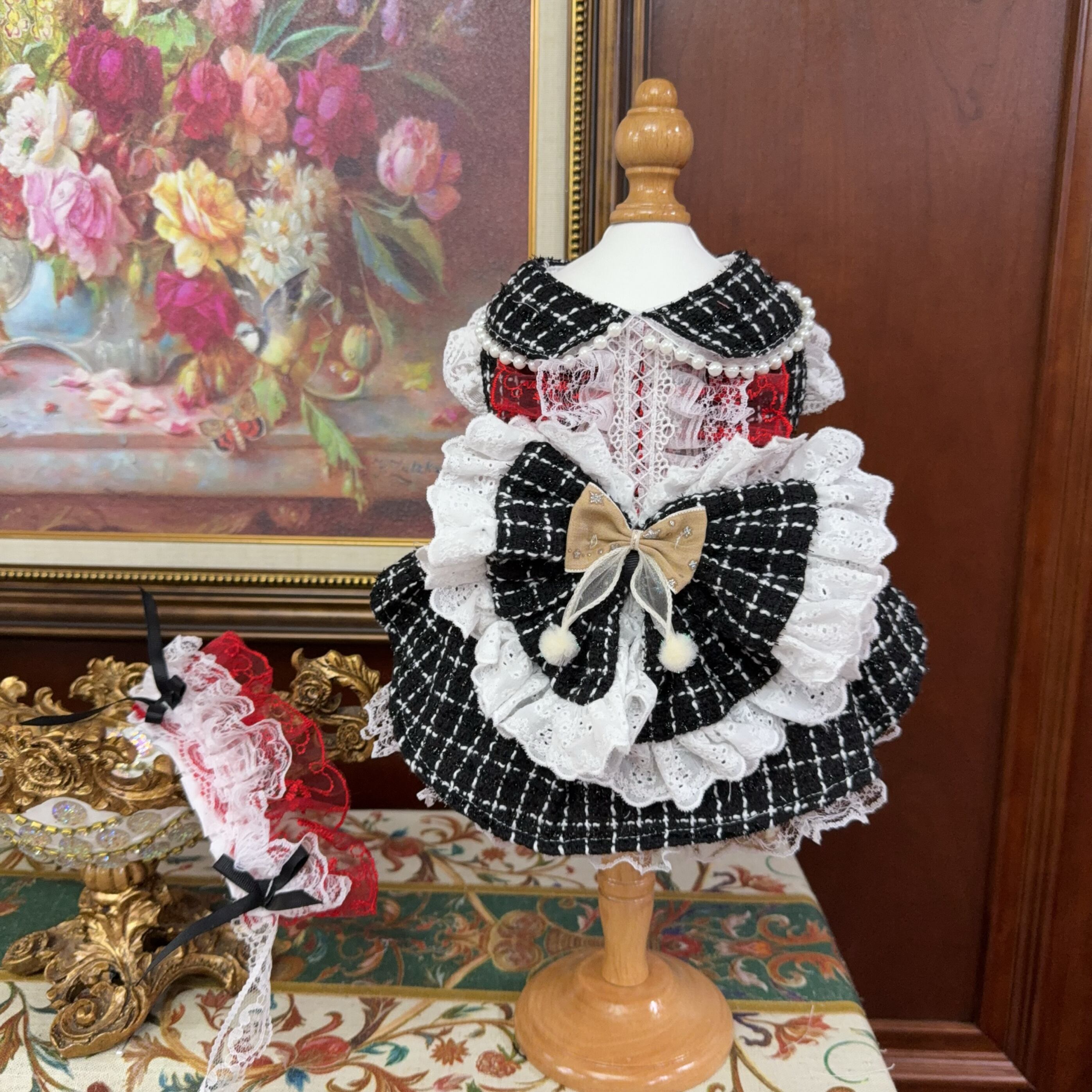 ツイードレースドレス 00706