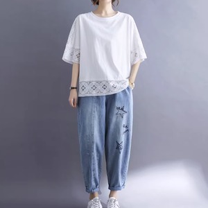 レディース トップス プルオーバー Tシャツ 半袖 ラウンドネック 襟なし ノーカラー ワイド レース レースアップ 透け感 伸縮性 かわいい 大人可愛い きれいめ シンプル カジュアル 上品 おしゃれ かっこいい レトロ こなれ感 ラフ ガーリー ルーズ 個性的 クール モード系 エレガント モダン 主役級 存在感 とろみ感 抜け感 ラブリー キュート ベーシック ロマンティック ナチュラル 夏 デート お出かけ 休日 コーデ 楽ちん 体型カバー 普段使い モテ 清楚 ゆったり ゆる ホワイト ブラック