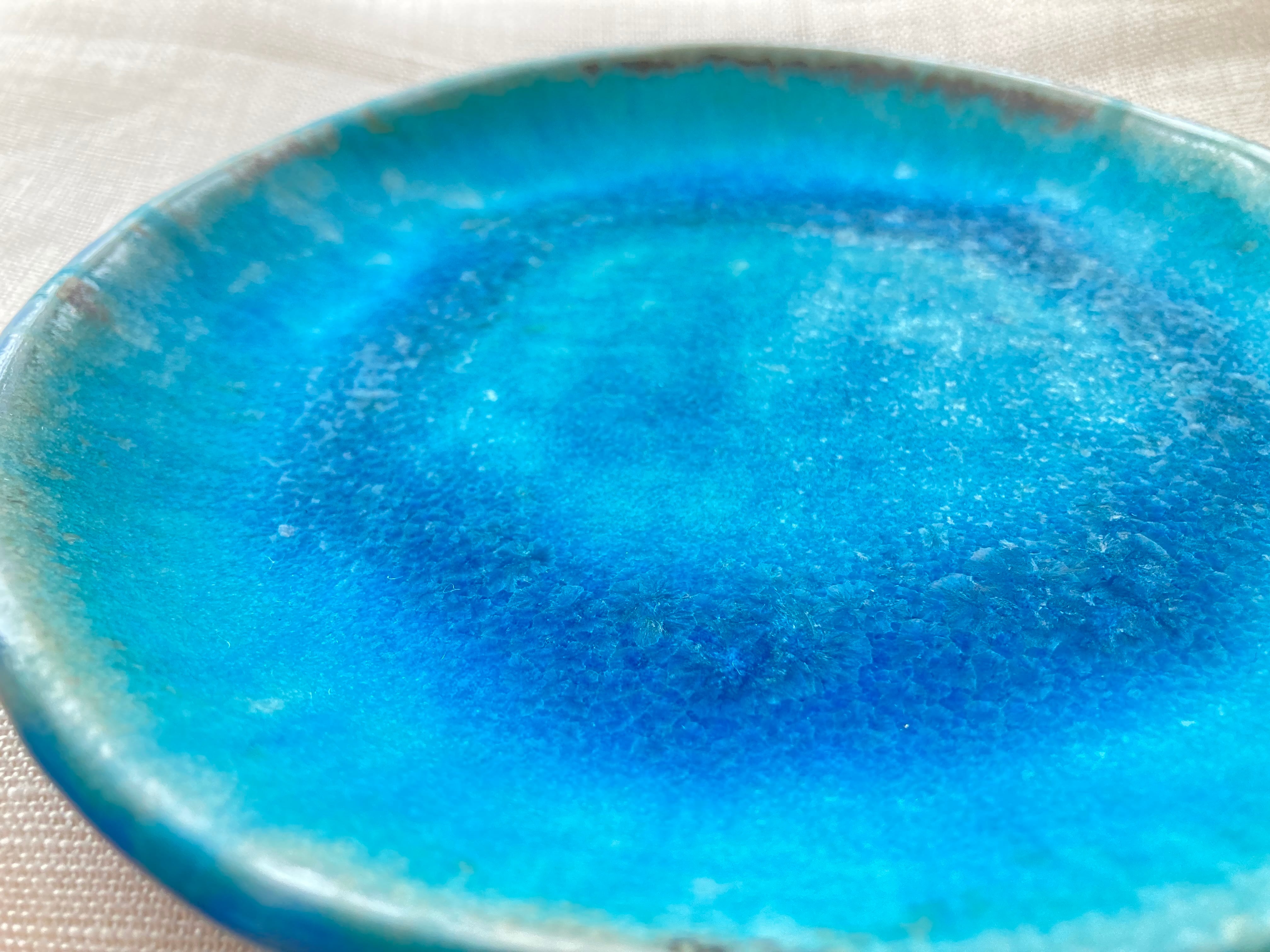 【希少】モロッコ柄　レース柄　青色カフェオレボウル　フランスアンティーク 希少】モロッコ柄 レース柄 青色カフェオレボウル フランス