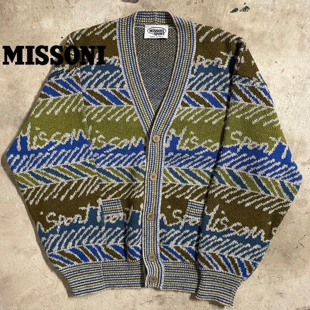 【MISSONI】made in Italy patterned knit cardigan(lsize)0329/tokyo