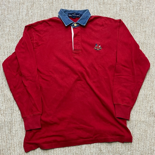 #RALPH LAUREN CROSS FLAG RUGBY SHIRT 1990'S OLD