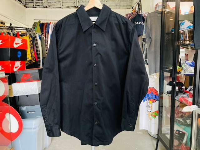 ACNE STUDIOS COTTON TWILL RELAXED FIT SHIRT 48 BLACK 28273