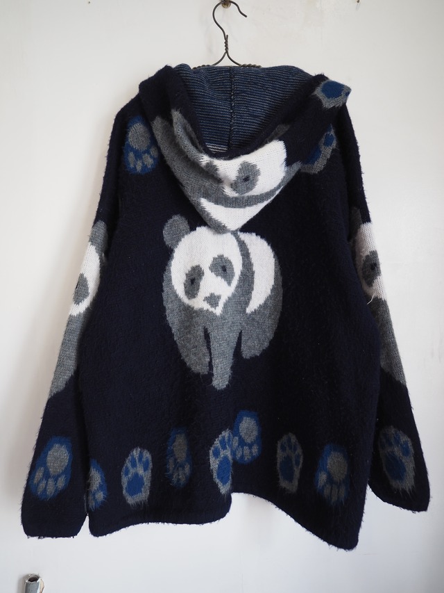 1990’s Ecuador Panda Wool Zip-Up Hoodie／ー