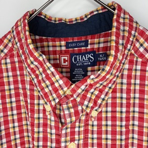 チャップス　シアサッカー　BDシャツ　半袖　オーバーサイズ　チェック　XL