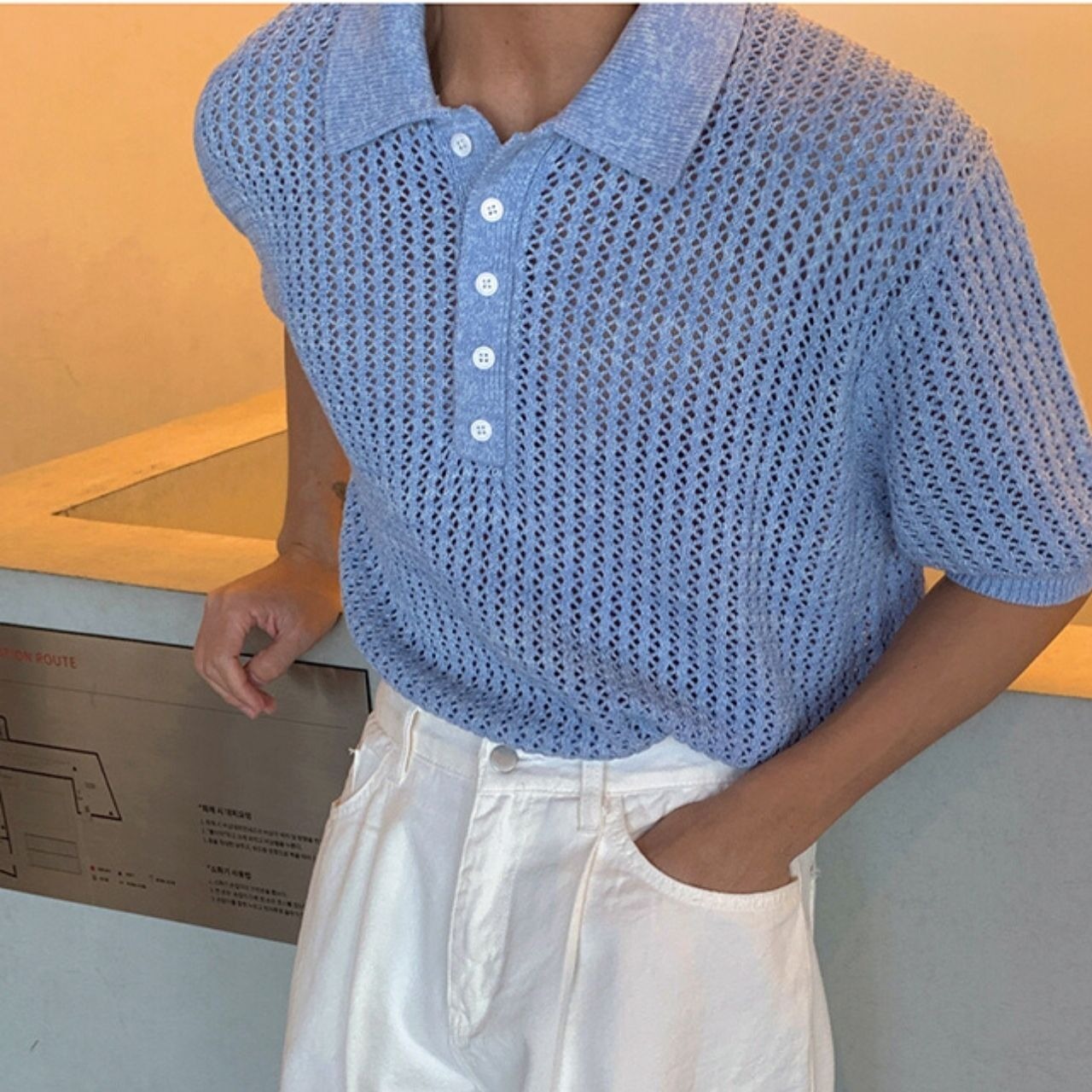 ルーズカラーニットポロシャツ　MT0080438