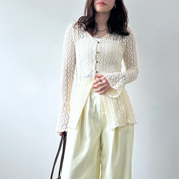 Cut lace v-neck cardigan