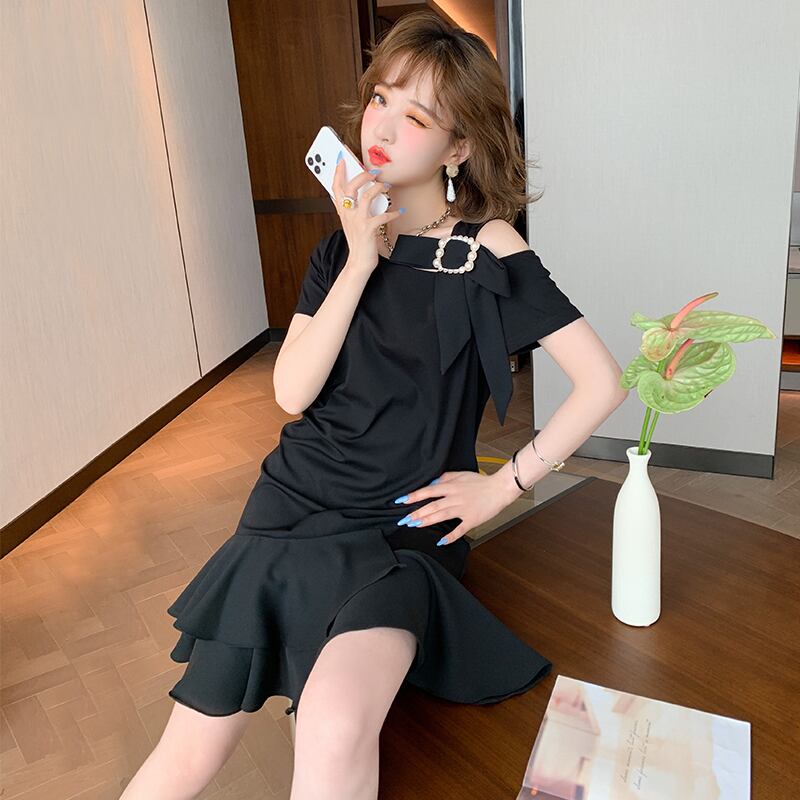 ルーズドレス オータム リボン 秋物 オフショルダー MIUCO6941167746