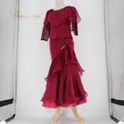 社交ダンス 衣装 スタンダード 上下セット ツーピース レッスンウェア パーティ衣装 レディース レッド系 Roger ラインストーン 派手 上品 ワインレッド 伸縮性 スカート ボリューム 優雅 動き 深み ラバティン シンプル お洒落 デザイン フェミニン 組み合わせ 快適 サイズM サイズL 宴会 イベント 発表会 お出かけ