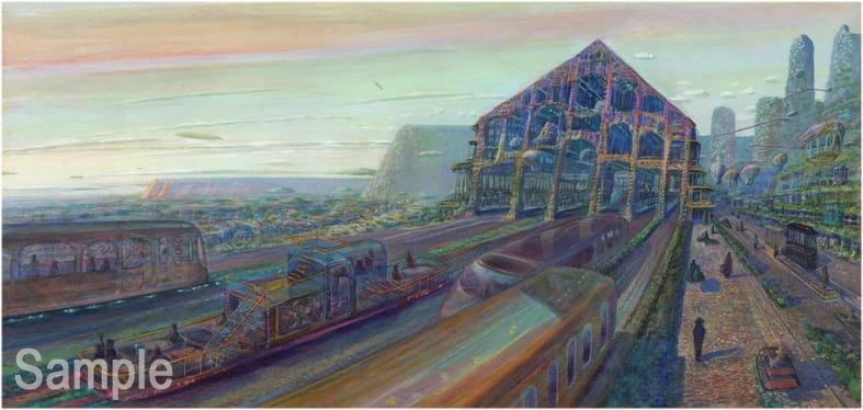 井上直久・絵本イバラードの旅より『駅前の夕暮れ』版画 | ART SPACE