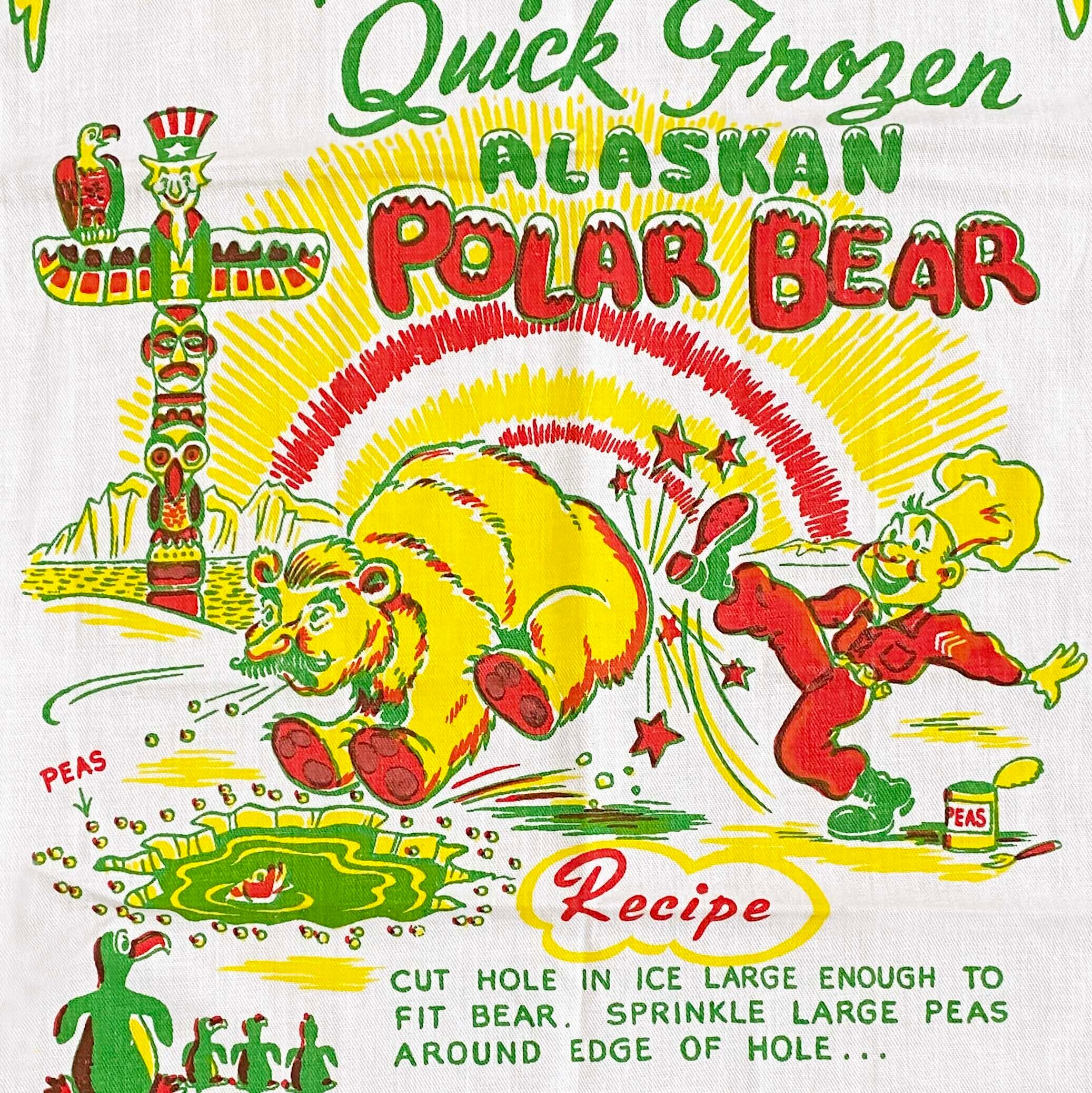 ヴィンテージお土産キッチンクロス(ロシアvsアラスカ)