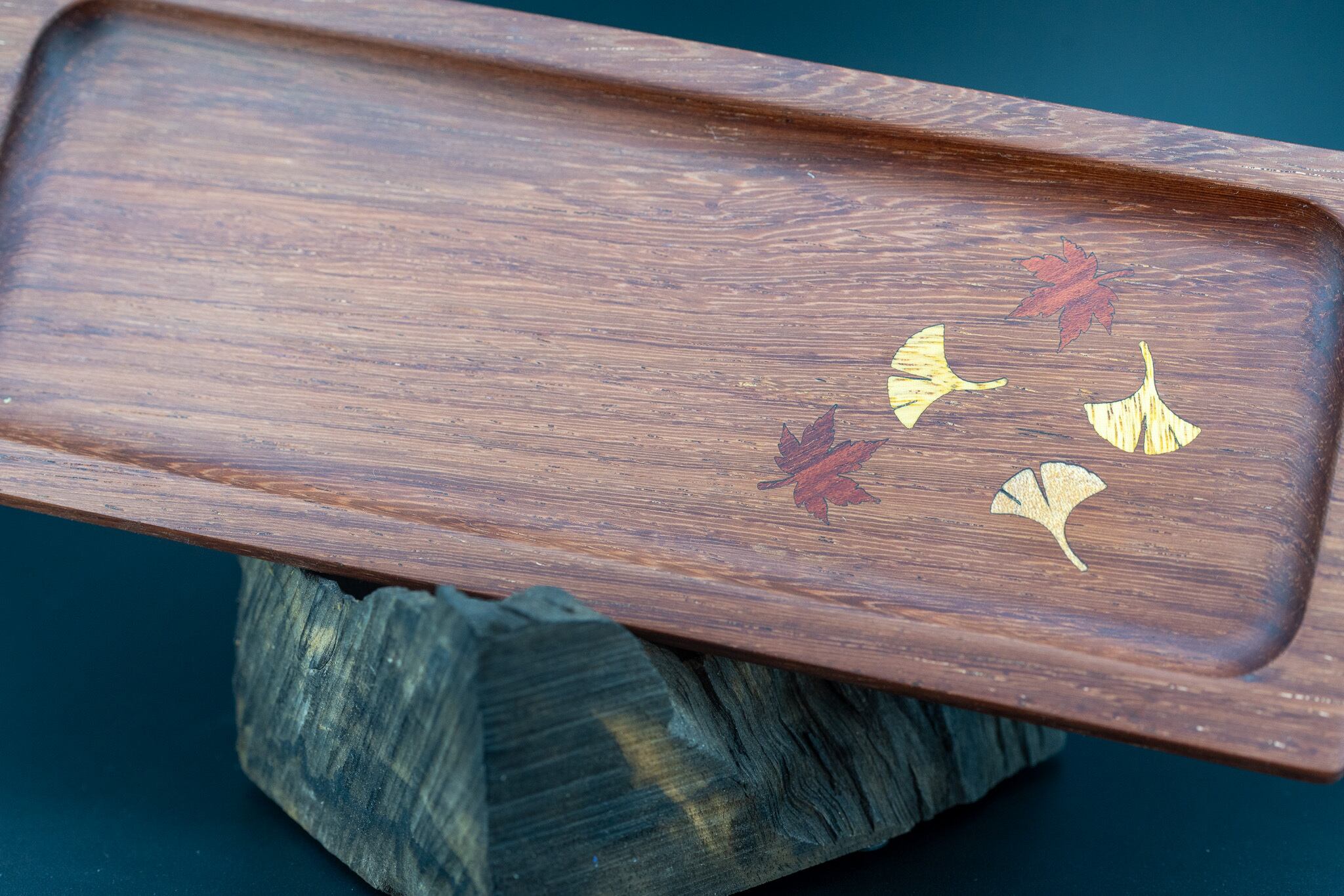 【東洋のローズウッド】 縞紫檀 ペントレイ 象嵌 落葉舟