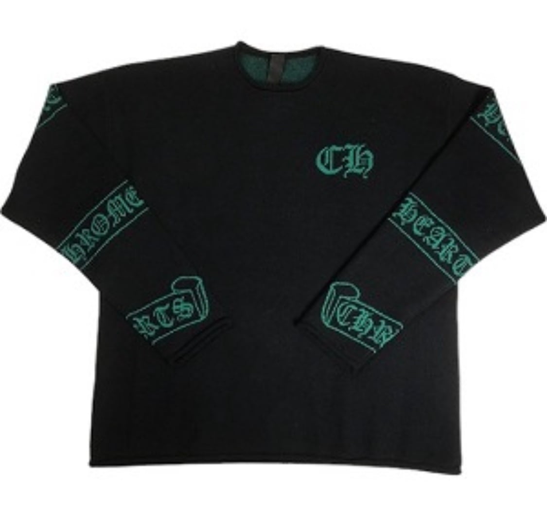 CHROME HEARTS クロム・ハーツ CSHMR JACQUARD KNIT CREW BLACK カシミアセーター