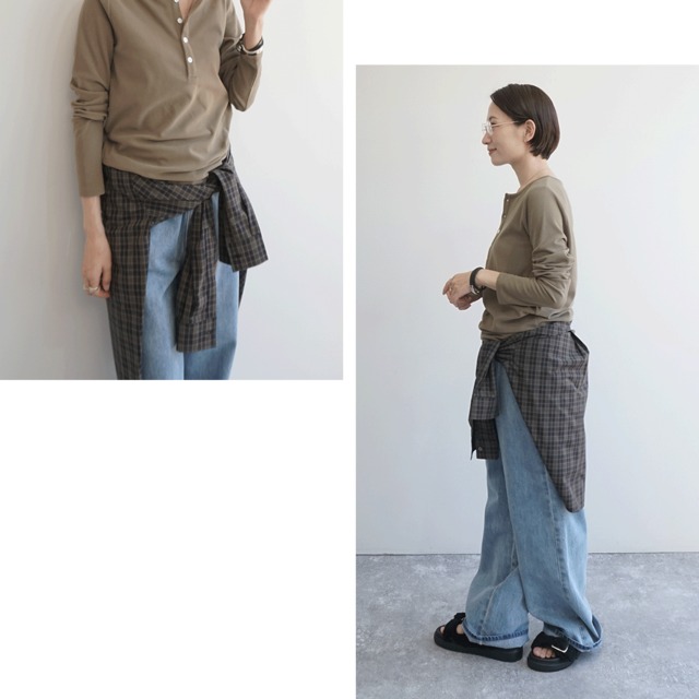 クロップドオーバーチェック柄シャツ