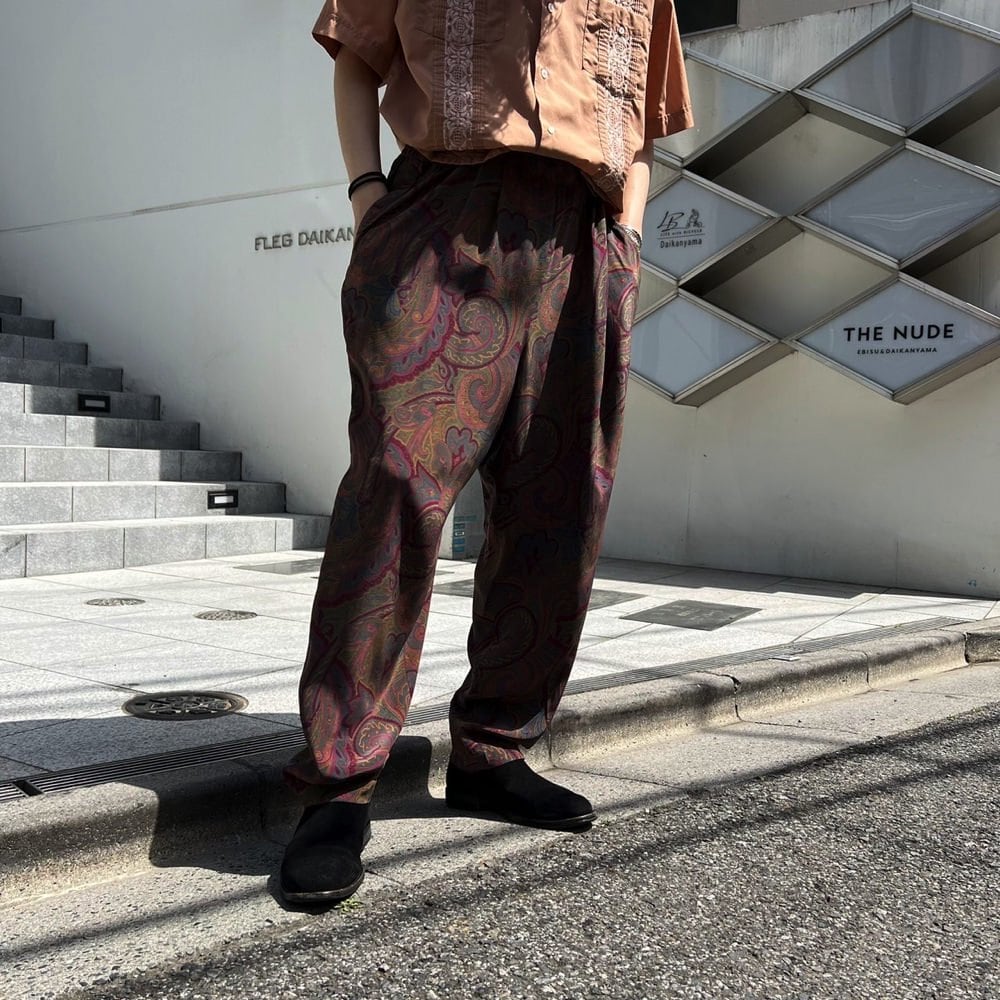 Liz Claiborne] Vintage Paisley Pattern Silk Easy Pants [1990s