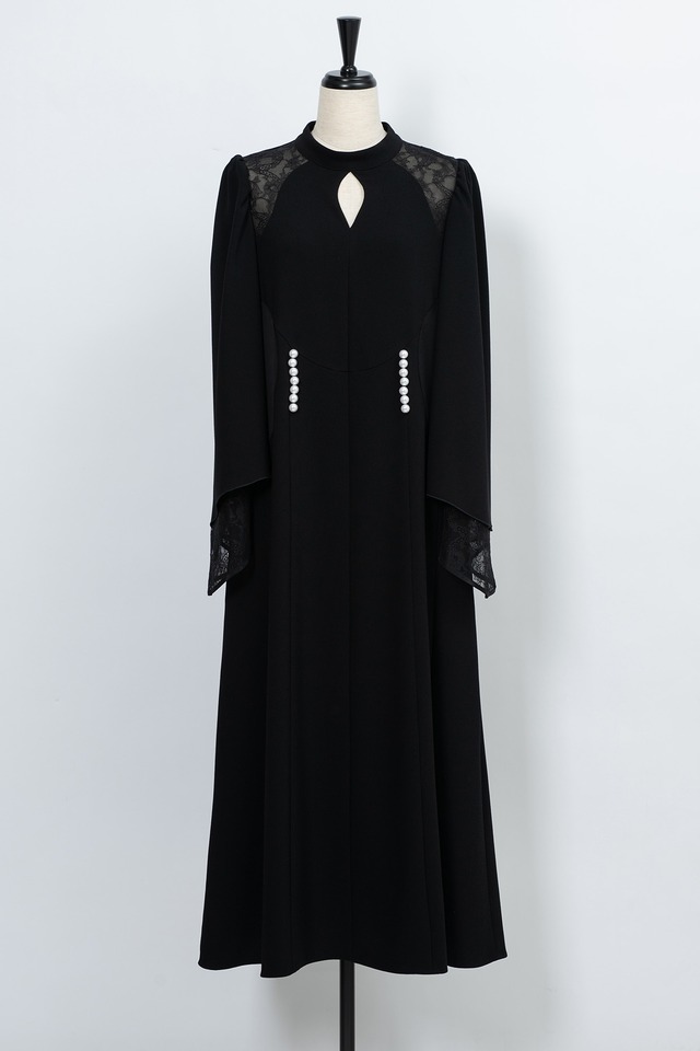 Pearl Crystal Lace Dress　BLACK