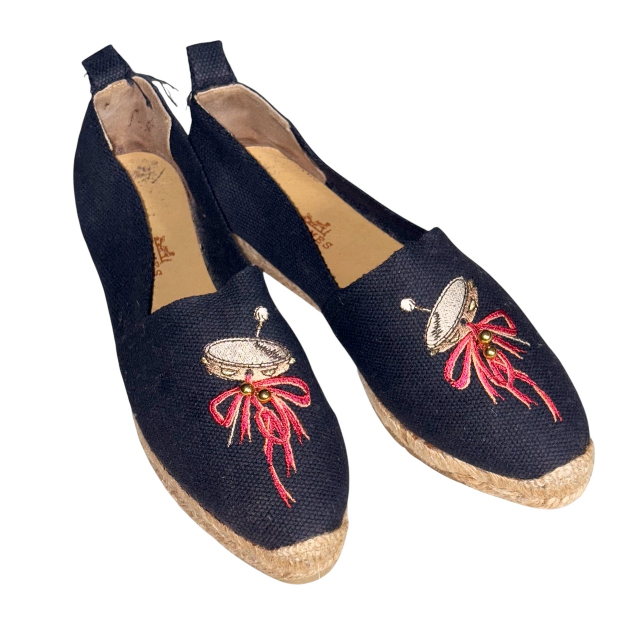 HERMES black canvas espadrilles