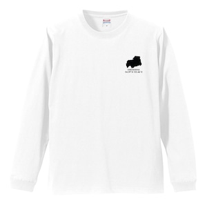 《広島》 緯度経度ミニマルロングスリーブTシャツ|地図×地名×ワンポイントデザイン