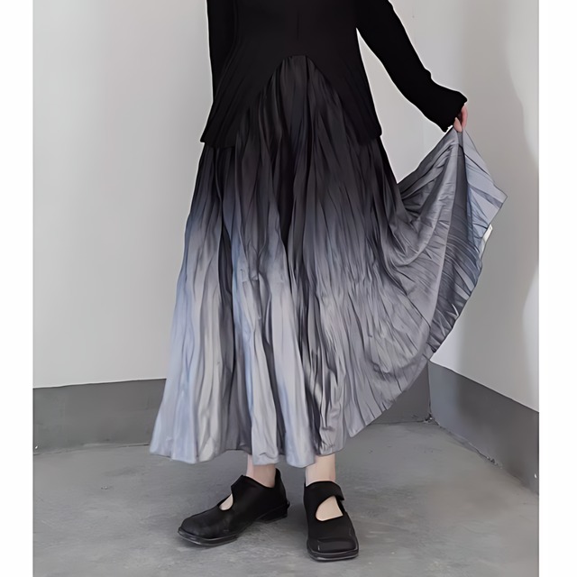Gradation pleats skirt C0288