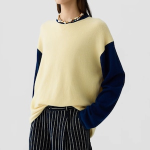 Guest In Residence Baseball Oversized Crew BUTTER/NAVY