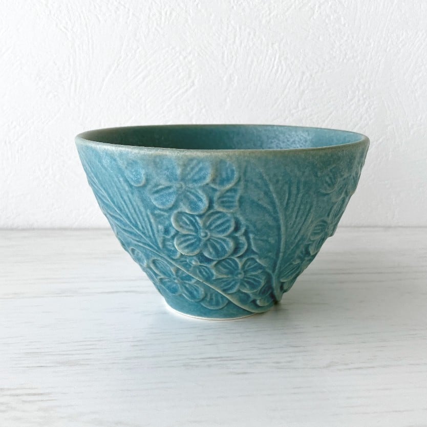 Lien リアン 紫陽花ボウル (M) 茶碗 エメラルド 花 あじさい 美濃焼