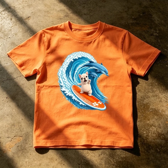 T-shirt　-Surfing with dolphins-　　a-item-0194