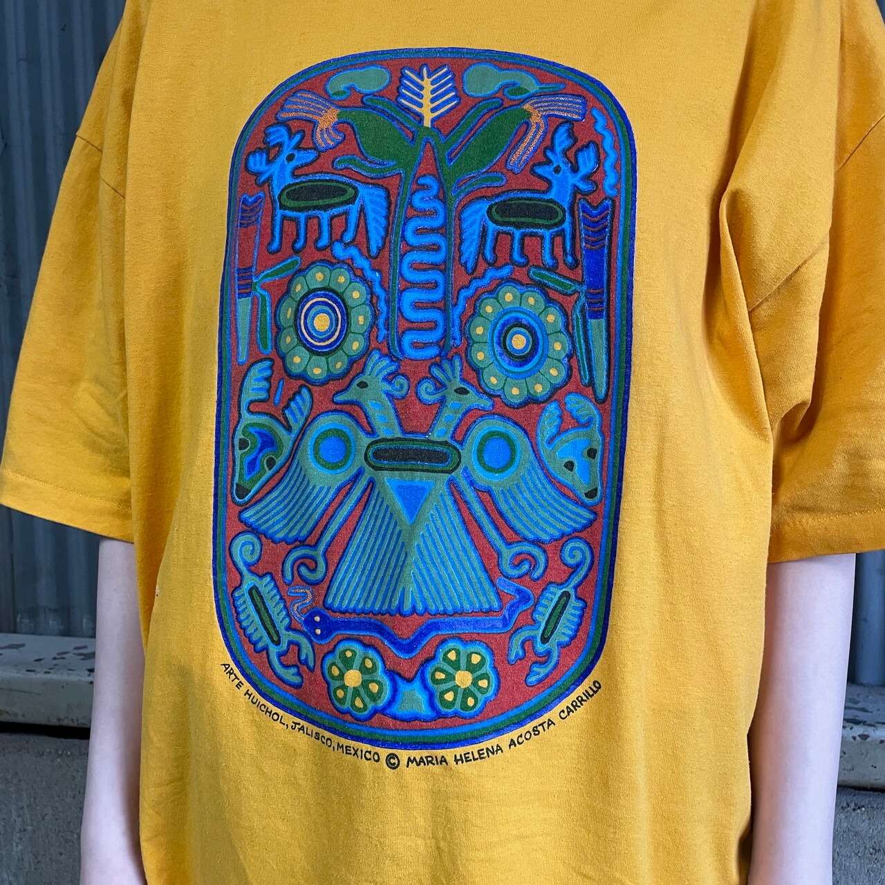 90年代 スーベニア メキシカンアート プリントTシャツ メンズXL相当 