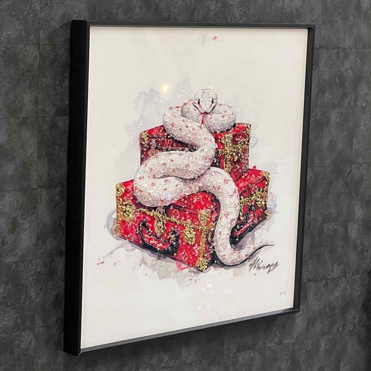 新品 未使用 送料無料 プレゼント ギフト お祝 アートパネル 蛇 ヘビ