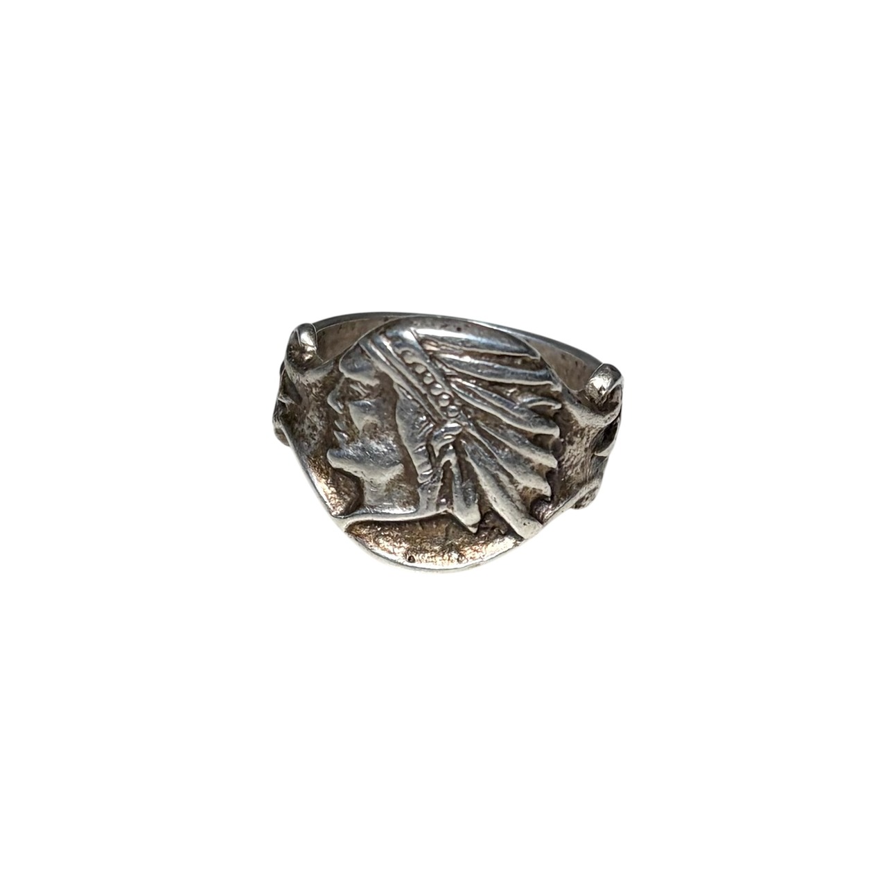 vintage engraved silver ring "Indian Head"