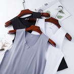 【3枚セット】メンズ服 シームレスアイスインナー 接触冷感 夏 涼しい 吸汗速乾 ノースリーブ 軽量 インナーシャツ カジュアル おしゃれ 人気 快適 ひんやり タンクトップ 伸縮性 アイスシルク デイリー 男性ファッション　cw-a-5936-2set